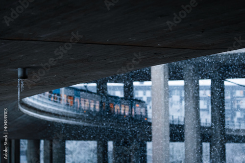 railway bridge in winter photo