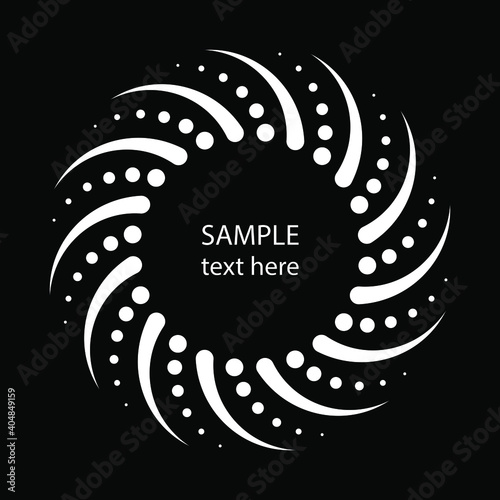 White vector curvy stripes in circle form. Geometric art. Design element for round logo, prints, blackout tattoo, sign, symbol, abstract background, template and textile pattern