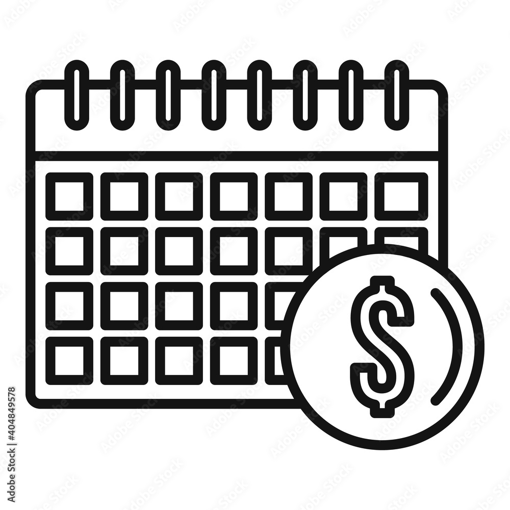 Calendar estimator icon. Outline calendar estimator vector icon for web design isolated on white background Calendar estimator icon. Outline calendar estimator vector icon for web design isolated on white background