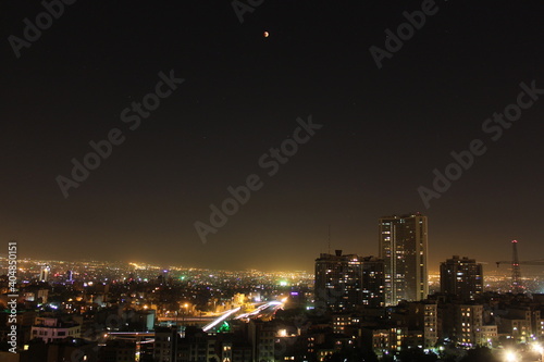 Aerial view of Tehran at night