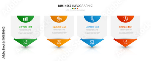 Vector business infographic design template with icons and 4 options or steps. Can be used for presentations banner, workflow layout, process diagram, flow chart, info graph