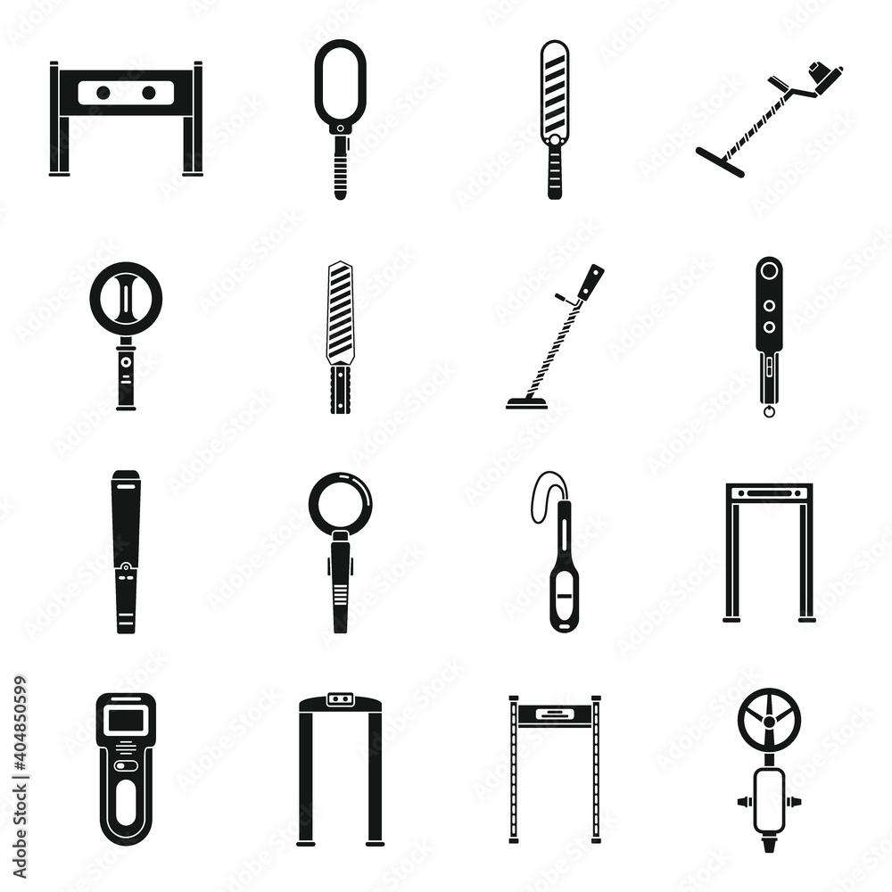 Obraz premium Metal detector access icons set. Simple set of metal detector access vector icons for web design on white background