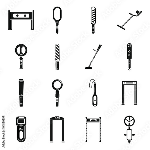 Metal detector access icons set. Simple set of metal detector access vector icons for web design on white background