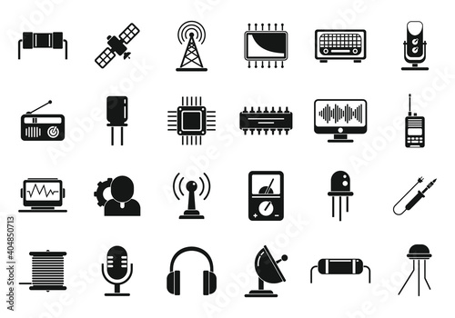Radio engineer icons set. Simple set of radio engineer vector icons for web design on white background