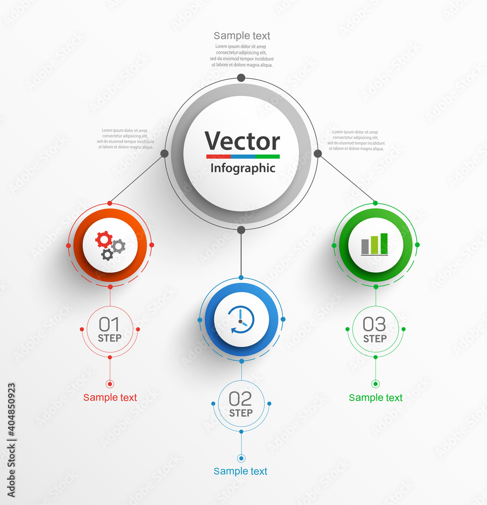 Business infographic design template with 3 options, parts, steps or processes Business infographic design template with 3 options, parts, steps or processes