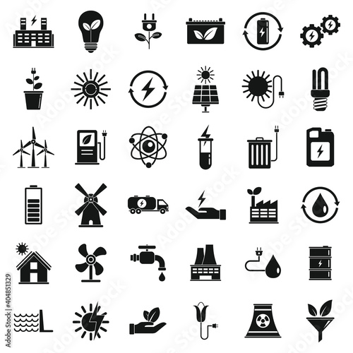 Clean energy icons set. Simple set of clean energy vector icons for web design on white background