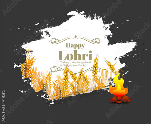 
vector illustration of Happy Lohri holiday festival of Punjab India with beautiful background