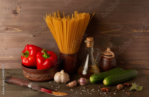 Rustic still life with vegetables