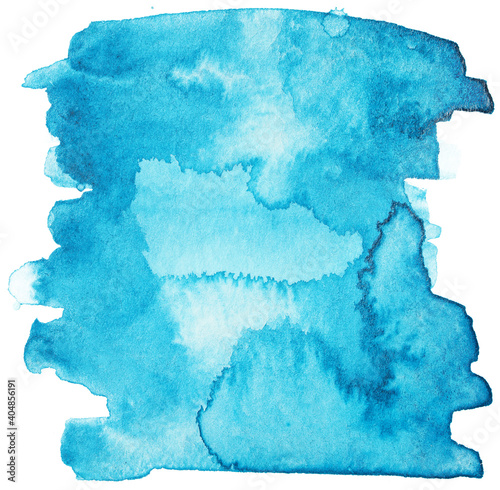 watercolor stain blue on white background