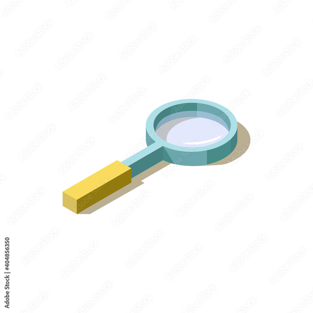 Vector illustration of a magnifier in isometric view Vector illustration of a magnifier in isometric view