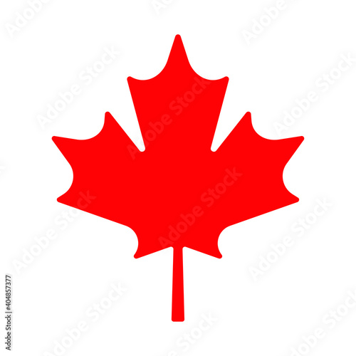 Maple leaf vector shape icon. Red color. Forest and wood symbol sign. Nature tree logo. Canada label. Clip-art silhouette.