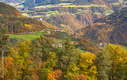 Autumnal view of the valley of the Eisack in South Tyrol - Eisacktal - northern Italy - Europe. Landscape photography