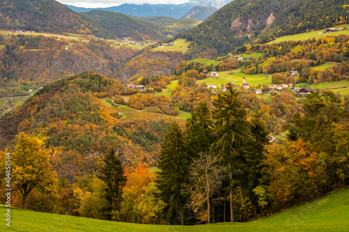 Autumnal view of the valley of the Eisack in South Tyrol - Eisacktal - northern Italy - Europe. Landscape photography