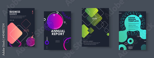 Set of brochure, annual report, flyer design templates. Vector illustrations for business presentation, business paper, corporate document cover and layout template designs	
