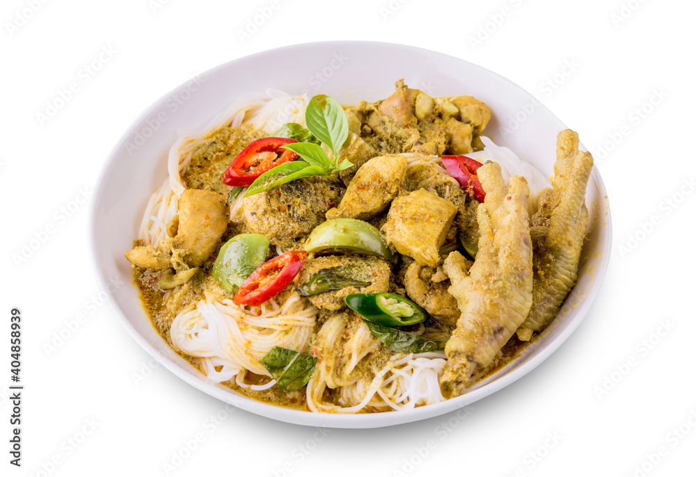 Rice Noodles with Chicken green curry