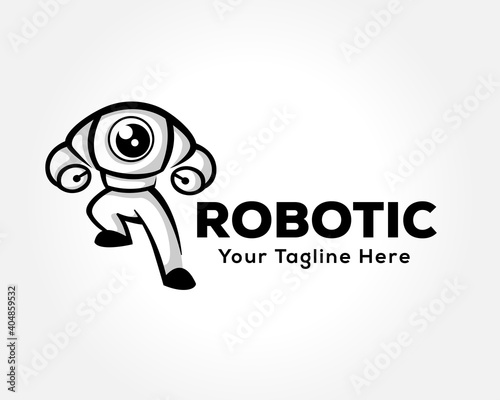 robotic mascot character modern logo design illustration inspiration