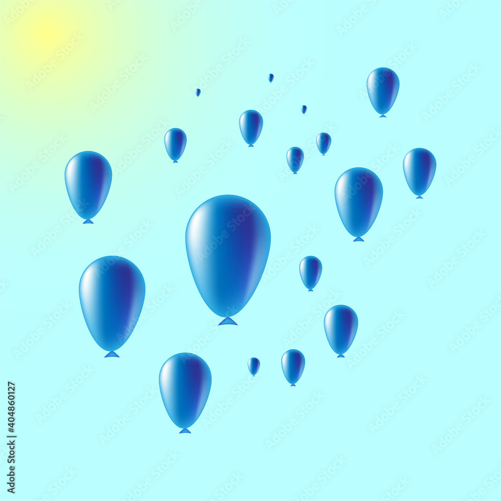 Balloons on blue background, vector illustration	
