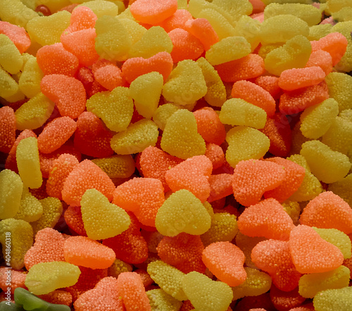 Colorful candies onn a mark...
