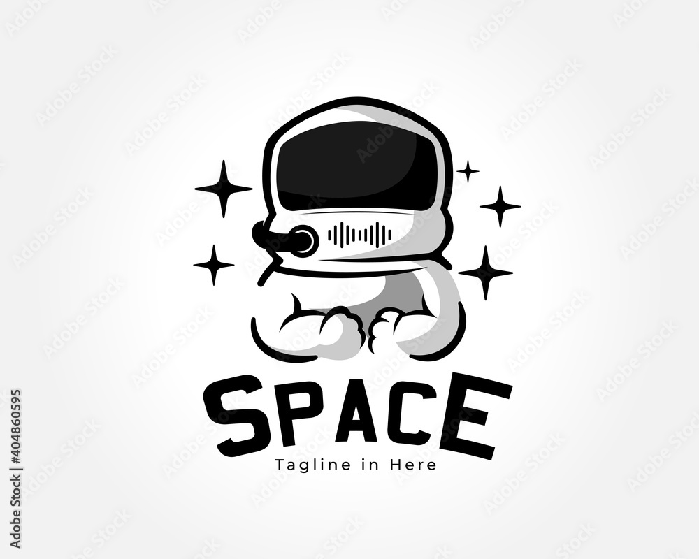 Astronaut mascot logo design inspiration, astronaut space character logo design illustration
