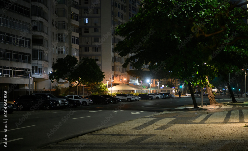 Avenida Atlantica in the early morning. Rio de Janeiro