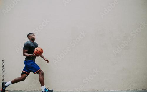 Basketball player training on a court in New york city