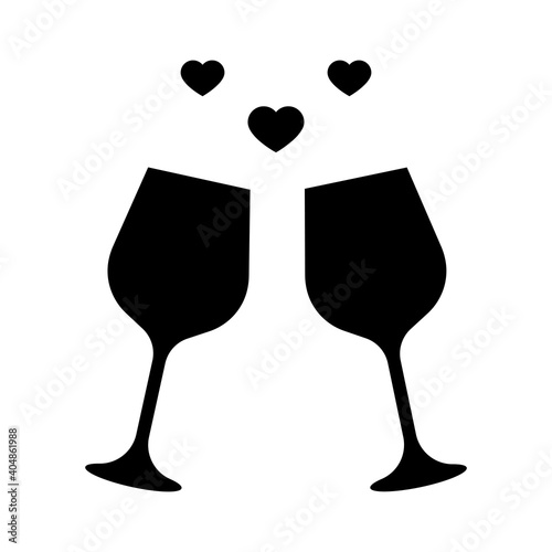 Wine glasses vector illustration, concept of celebration, black and white, silhouette .