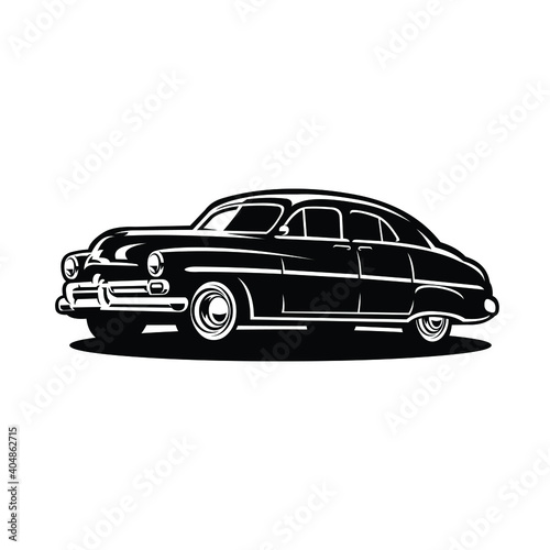 Monochrome vintage retro classic car. classic car vector illustation isolated