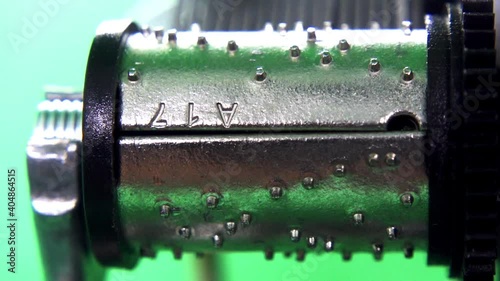 Close up shot with Mechanism of Musical box on green screen