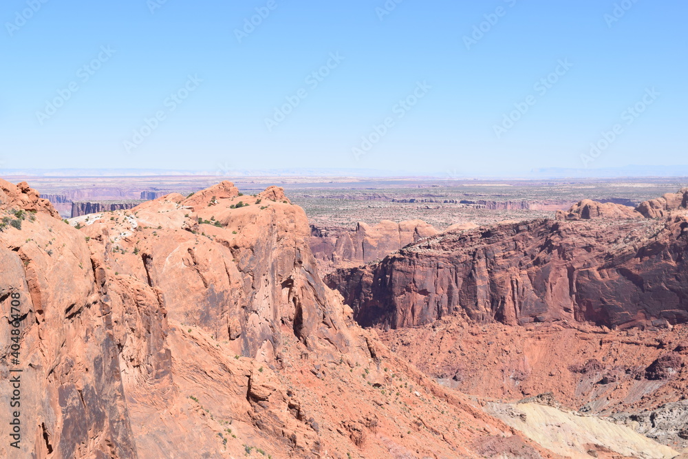 Canyonlands scenic view with rocks canyons blue sky Canyonlands scenic view with rocks canyons blue sky