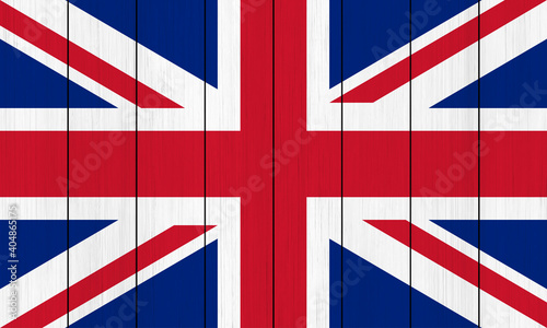 United Kingdom flag painted on old wood plank background