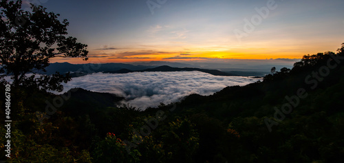 Foggy sky mountain panorama,Doi Mon Ngoa,Chiang Mai.Thailand