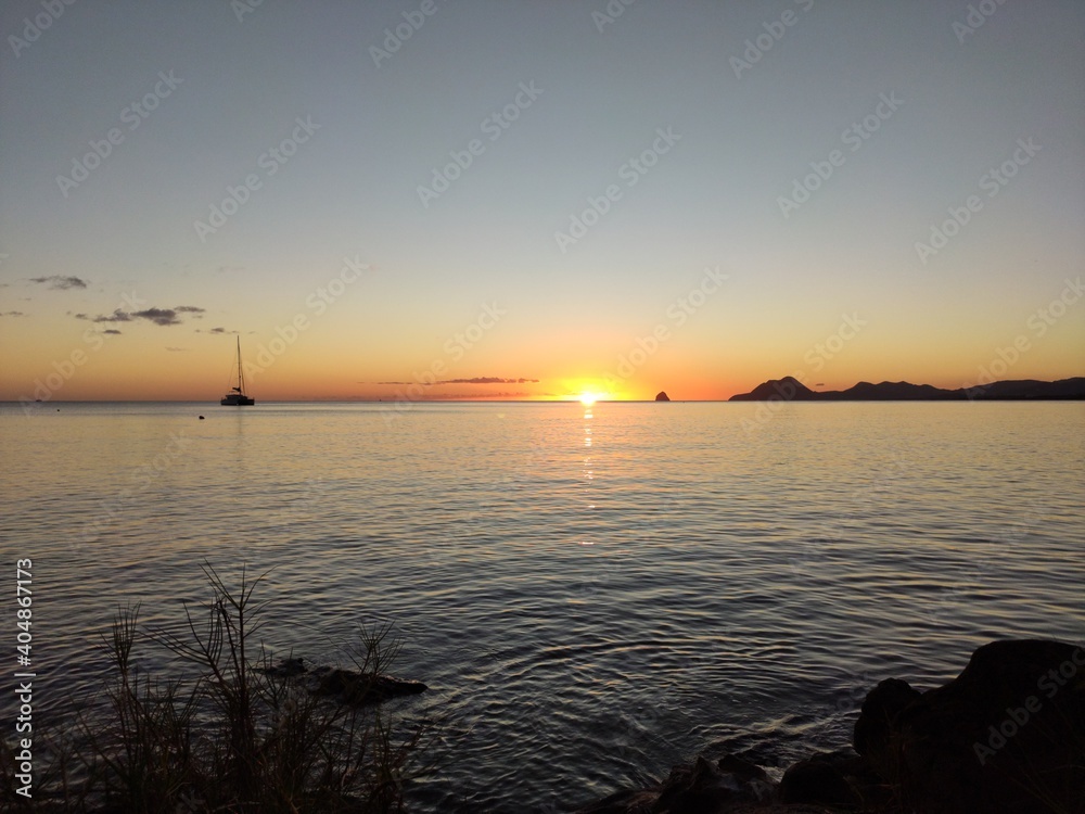 coucher de soleil, Pointe Borgnèse, Martinique
