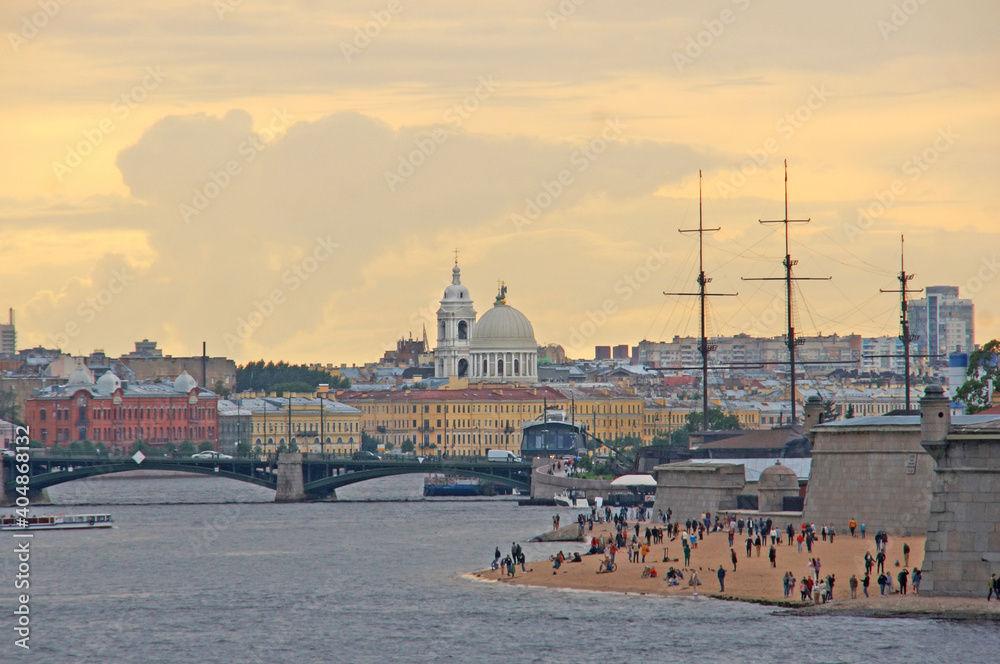 view of the Cathedral and Peter and bridge on the Neva