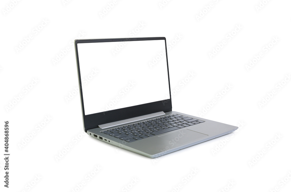 Laptop with blank white screen isolated on white background. Notebook computer with empty space and clipping path Laptop with blank white screen isolated on white background. Notebook computer with empty space and clipping path