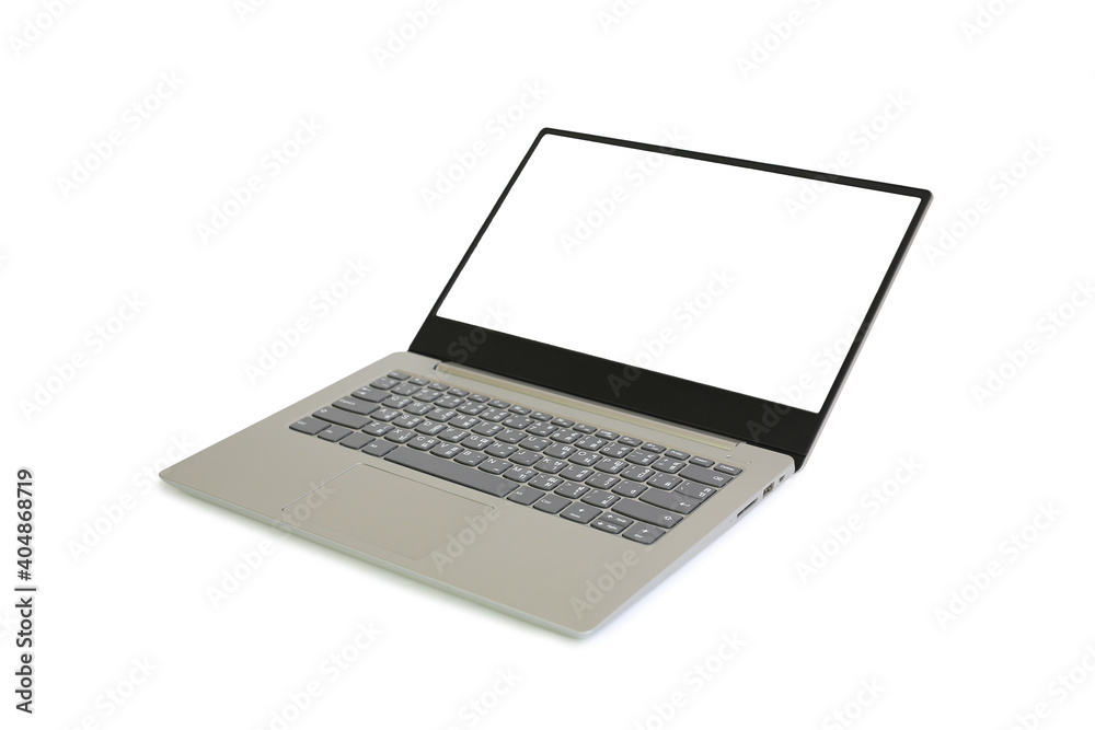 Laptop with blank white screen isolated on white background. Notebook computer with empty space and clipping path Laptop with blank white screen isolated on white background. Notebook computer with empty space and clipping path