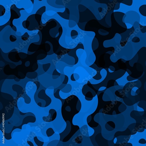 Camo bright azure print texture vector illustration. Abstract pattern seamless