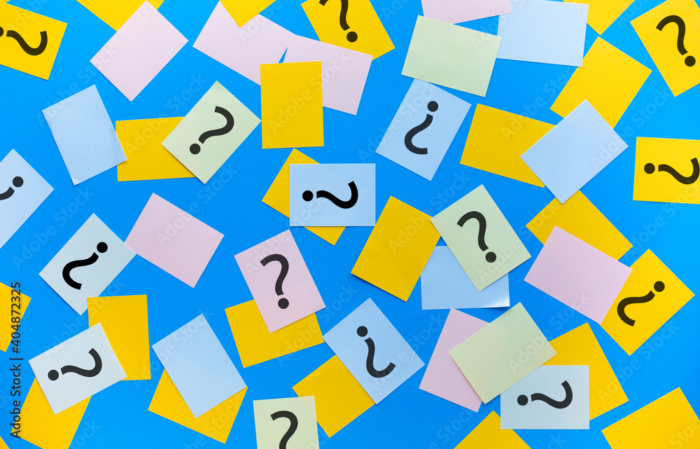 Question mark answer concepts with sign on colorful notepaper