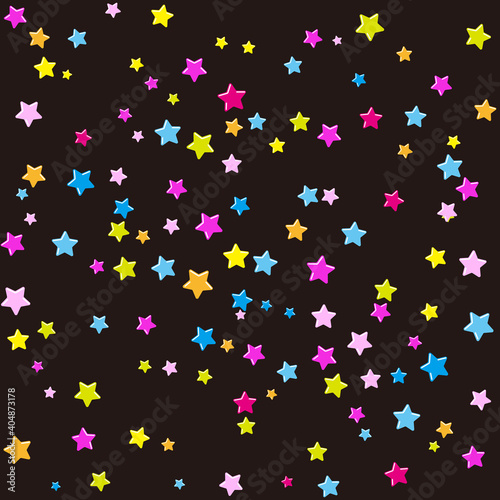 ぷっくりしてピカピカ光るカラフルな星連続
