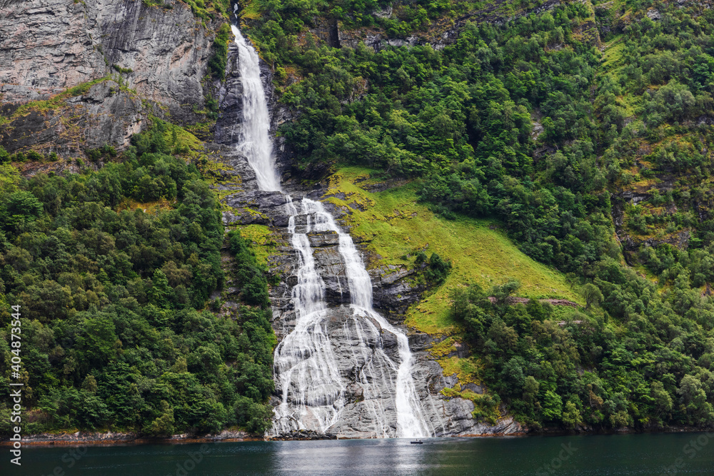 Waterfall Geiranger fjord. Norway.