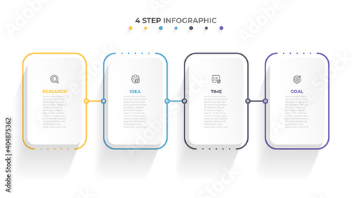 Vector infographic thin line template. Business concept design with icons and 4 options or steps.