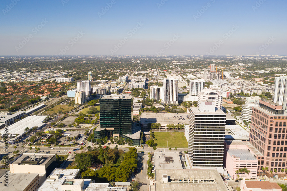 Northward view of Downtown Fort Lauderdale shot with a drone