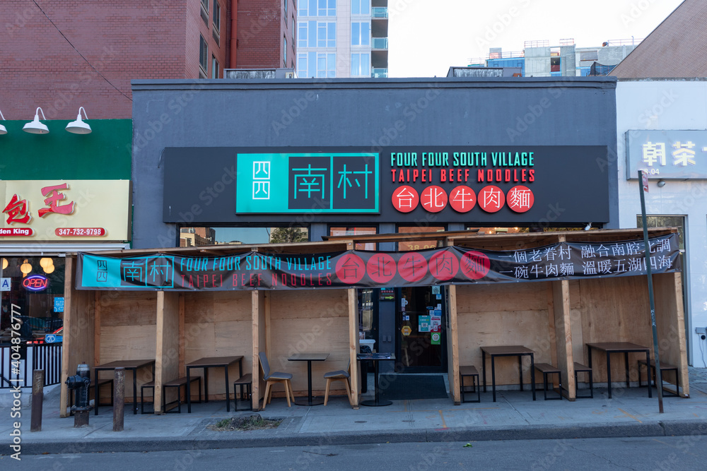 Empty Outdoor Dining Structure at a Restaurant in Flushing Queens