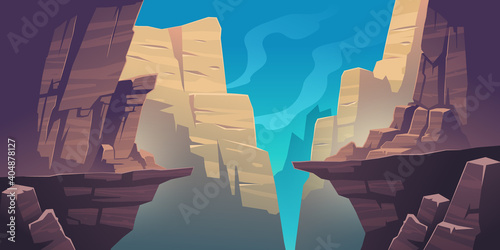 Mountain landscape with precipice in rocks Fototapet