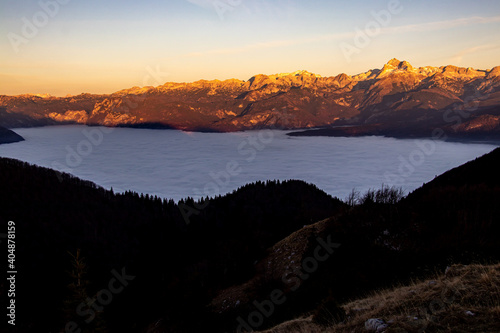 First light from Bohinj mountains