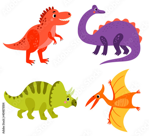 Vector set of cute dinosaurs