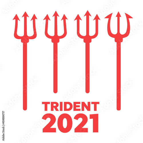 Tridents harpoons. Pitchfork devil set. Trident devil icon