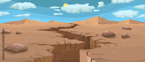 Crack in the desert panorama