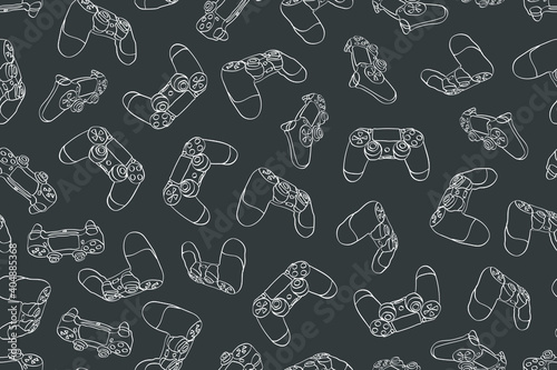 Video game controller gamepad background Gadgets and devices seamless pattern 