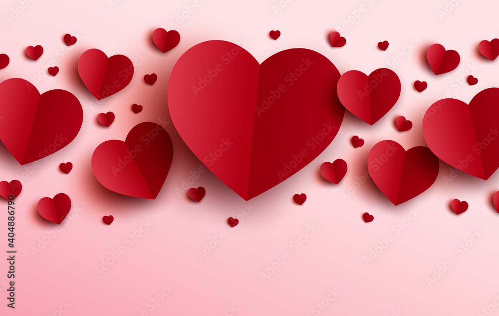 Valentines day card design of red hearts on pink background vector illustration Valentines day card design of red hearts on pink background vector illustration