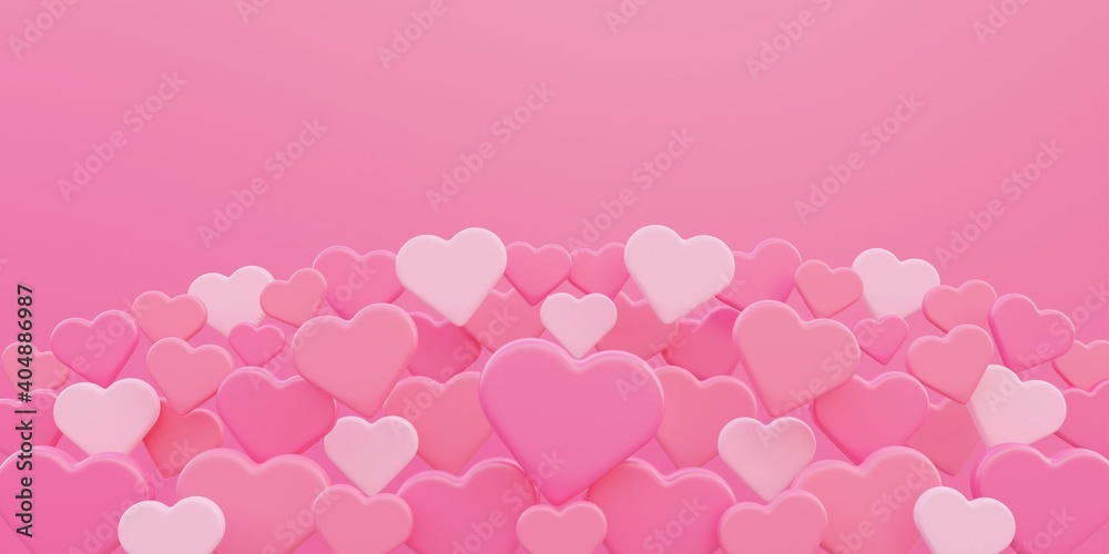 Valentine's day, love concept, colorful 3d heart shape overlap background with copy space